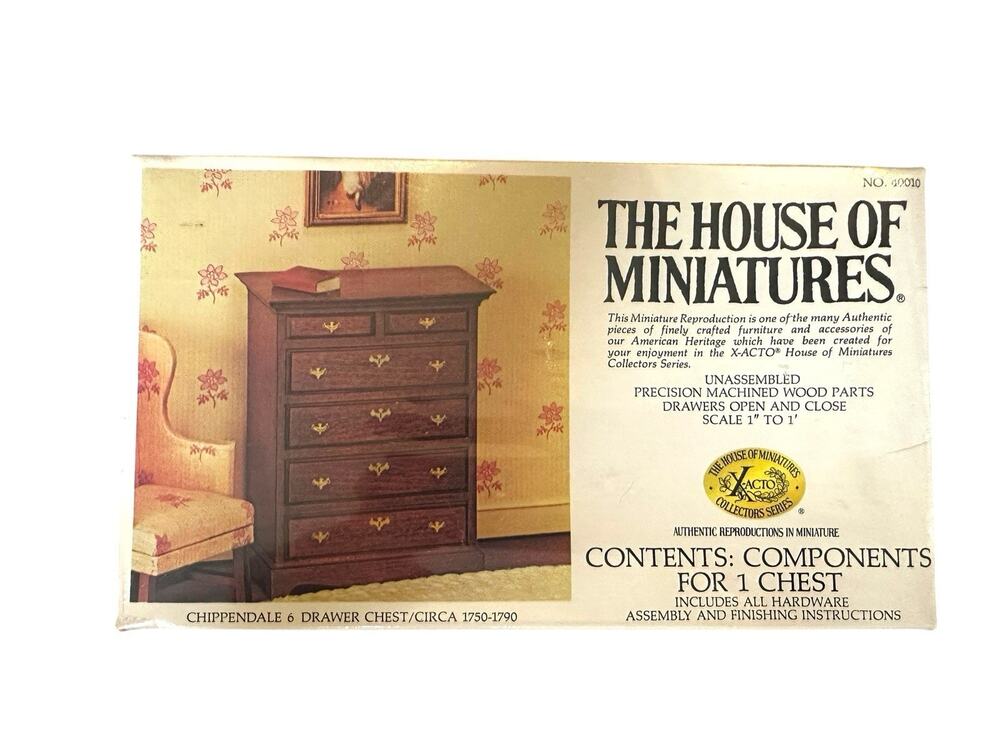 Vintage The House of Miniatures Dollhouse Chippendale Chest On Chest Kit #40009